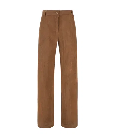 Herno Corduroy Wide-leg Trousers In Brown
