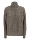Herno Women Wool And Alpaca Turtleneck Jumper In Brown