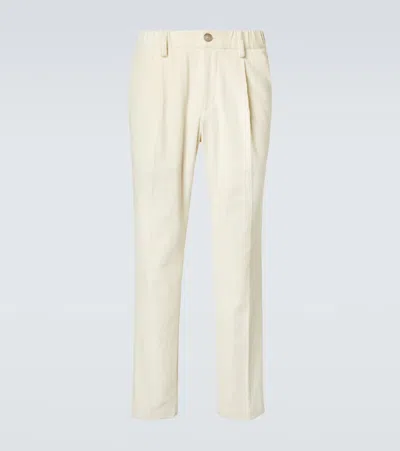 Herno Cotton And Cashmere Velvet Slim Pants In White