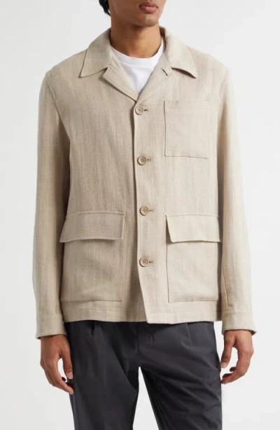 Herno Cotton & Linen Herringbone Jacket In 1985 Chantilly