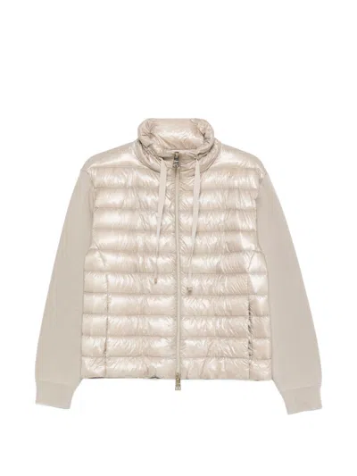 Herno Down Jacket High Neck Long Sleeves In Neutral