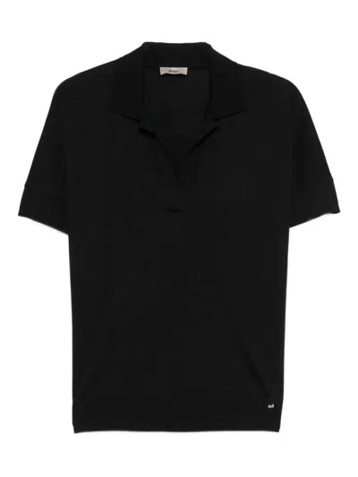 Herno Cotton Blend Jersey Polo Shirt Short Sleeves In Black