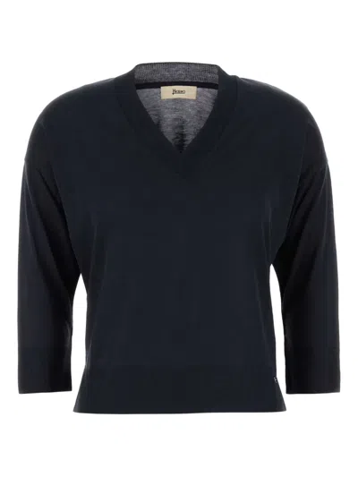 Herno T-shirt In Misto Lyocell Blu Notte Donna In Blue