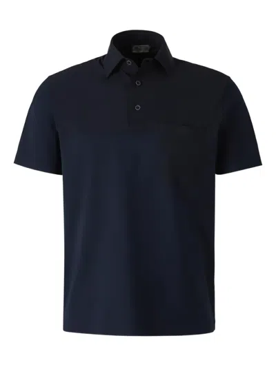 Herno Polo Shirt Straight Cut Collar Short Sleeves In Blue
