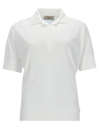 Herno Short Sleeve Polo Knit Top In White