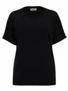 Herno Short Sleeve Top Round Neck Cuffs In Black