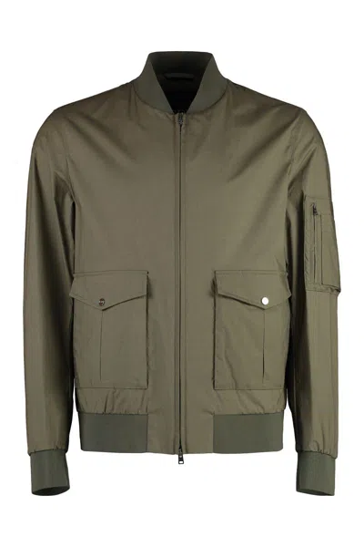 Herno Bomber Jacket In Light Cotton Stretch In Light Military