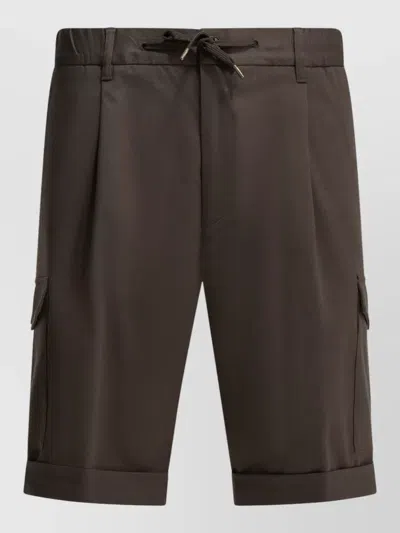 Herno Cotton Cargo Shorts Belt Loops Pockets In Brown