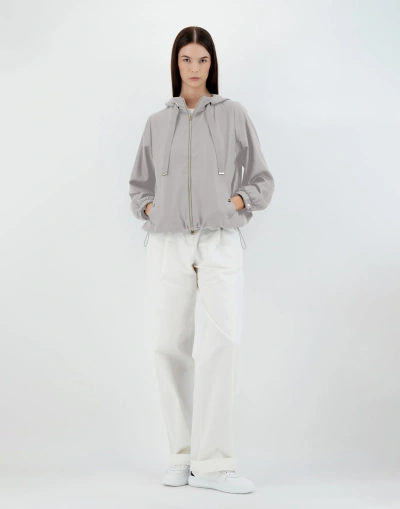 Herno Cotton Cashmere Rain Bomber Jacket In Pearl
