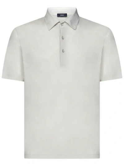 Herno Cotton Crepe Voile Jersey Short-sleeved Polo Shirt In White