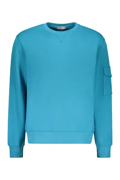 Herno Cotton Crew-neck Sweatshirt In Blue