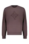 Herno Logo-embroidered Crew-neck Sweatshirt In Brown
