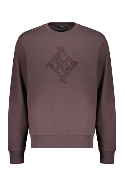 Herno Cotton Crew-neck Sweatshirt In Brown