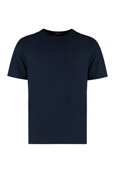 Herno Cotton Crew-neck T-shirt In Blue
