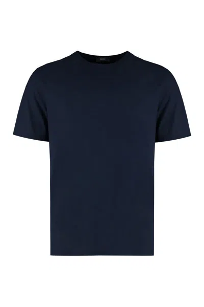Herno Men Blue Superfine Cotton Stretch T-shirt