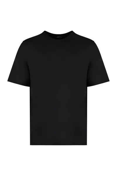 Herno Cotton Crew-neck T-shirt In Nero
