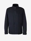 Herno Multipocketed Linen Blend Jacket With Front Zip In Navy Blue
