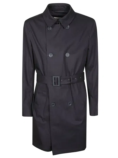 Herno Cotton Double-breasted Trench Coat In Black