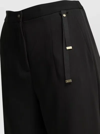 Herno Cotton Feel Pants Elastic Waist Logo Zip In Black