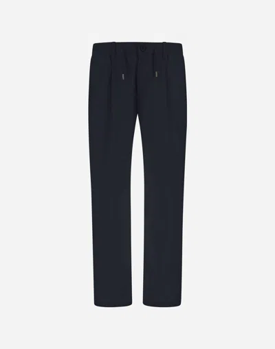 Herno Cotton Feel Trousers In Blue
