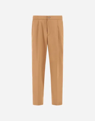 Herno Cotton Feel Trousers In Brown