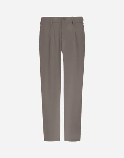 Herno Cotton Feel Trousers With Drawstring In Dark Taupe