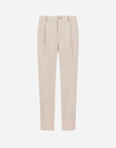 Herno Cotton Feel Trousers With Drawstring In Neutral