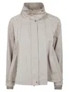 Herno Cotton Gabardine Cape With Water-repellent Finish And Taffeta Details In Gray