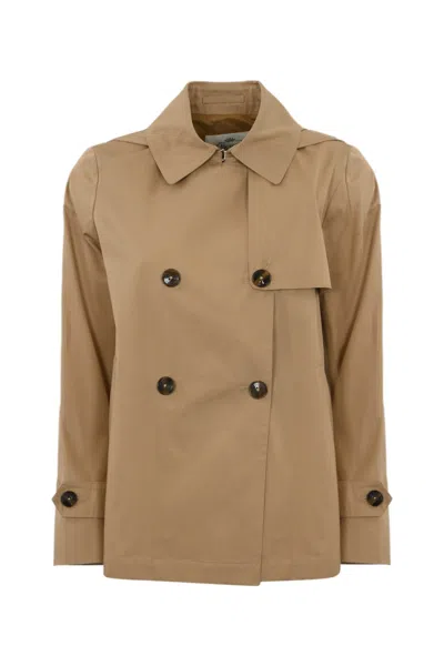 Herno Cotton Gabardine Raincoat In Cammello
