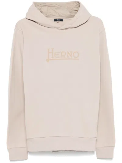 Herno Cotton Hoodie In Neutrals