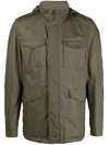 Herno Adjustable Hooded Cotton Jacket With Multiple Pockets In Green