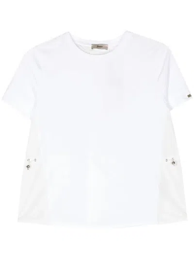 Herno Cotton Jersey And New Techno Taffeta T-shirt In White