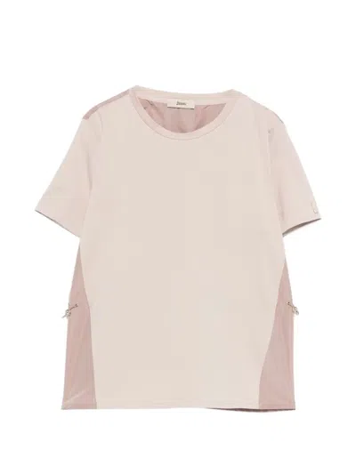 Herno Cotton Jersey And New Techno Taffeta T-shirt In Neutral