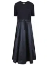 Herno Cotton Jersey Maxi Dress With Water-repellent Taffeta Skirt