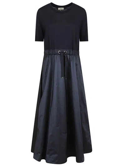 Herno Cotton Jersey Maxi Dress With Water-repellent Taffeta Skirt