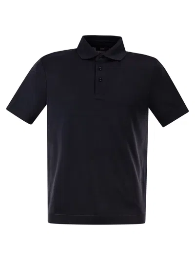 Herno Polo Manica Corta Con Bordi Continu In Black