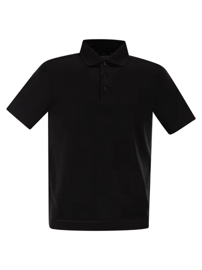 Herno Polo Manica Corta Con Bordi Continu In Black