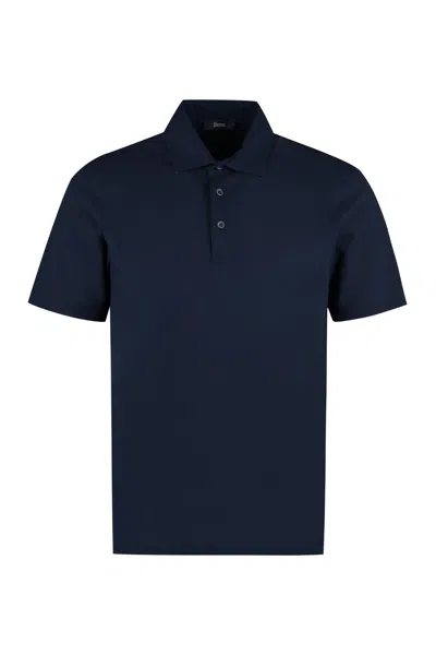 Herno Cotton Jersey Polo Shirt In Blu