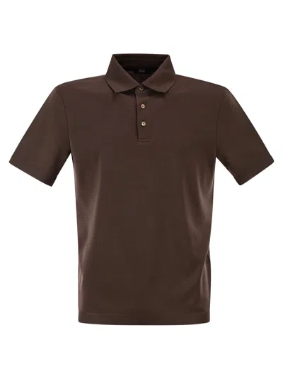 Herno Polo Manica Corta Con Bordi Continu In Burgundy
