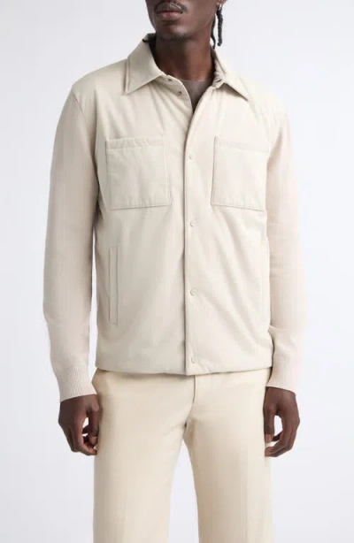Herno Cotton Knit Suede Effect Sweater-jacket In 1985 Champagne