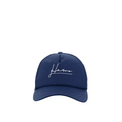 Herno Cotton Logo Cap In Blue