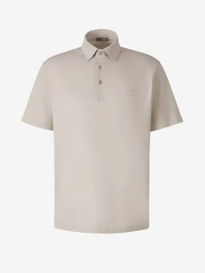 Herno Man Polo Shirt Light Grey Size 40 Cotton In Beige