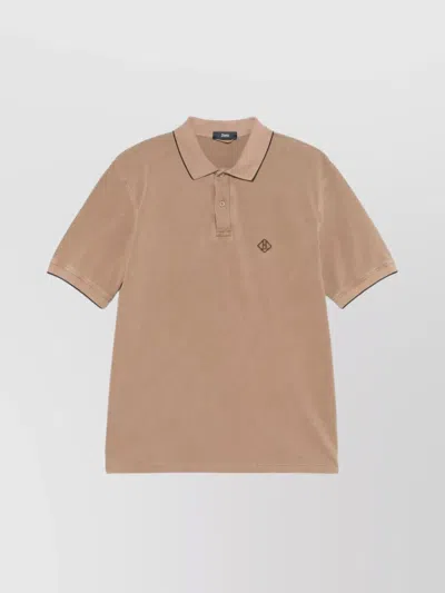 Herno Cotton Logo Polo Shirt With Contrasting Trim In Multicolor