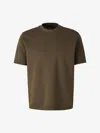 Herno Round Neck Short Sleeve T-shirt In Silver-tone Logo Plaque On The Back