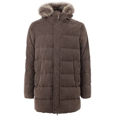 Herno Cotton Men's Jacket In Marrone