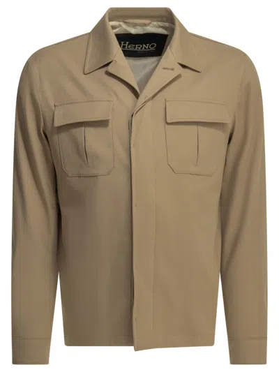 Herno Cotton Overshirt Jacket Jackets And Coats Beige In Brown
