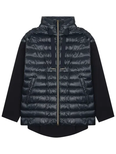 Herno Padded Contrasting Sleeves Cotton Down Jacket In Blue