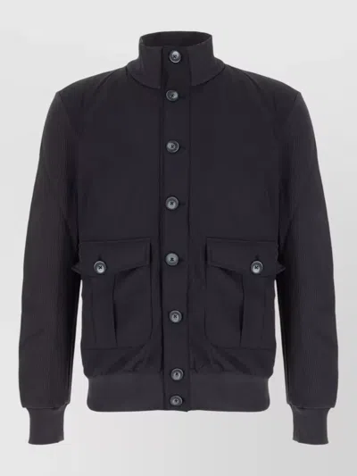 Herno Cotton Padded Jacket Front Pockets Collar In Gray