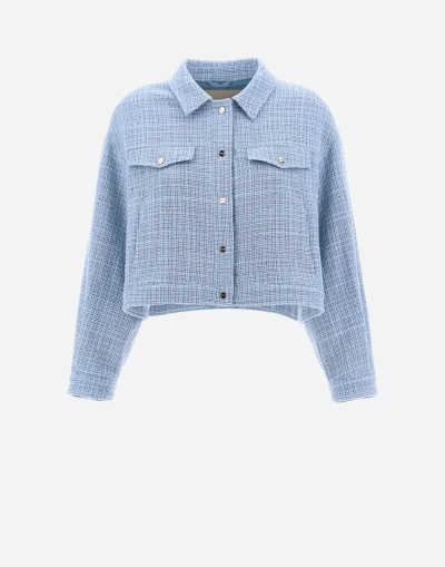 Herno Cotton Paillettes Jacket In Light Blue