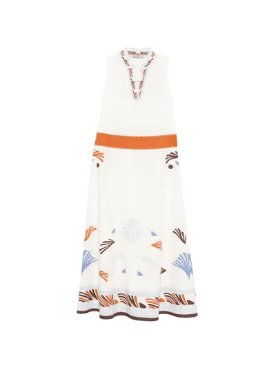 Herno Cotton Patterned-hem Midi Dress In Multi